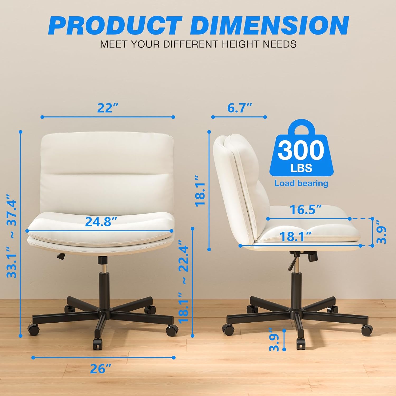 Rfiver Office Desk Chairs with Wheels Criss Cross Chair with Height Adjustable and Swivel